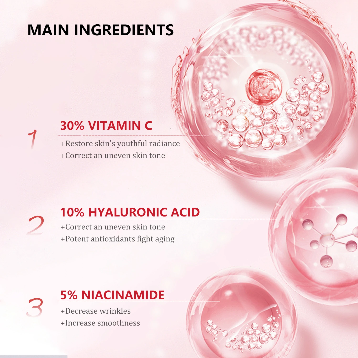 5 in 1 collagen hyaluronic acid niacinamide retinol vitamin c lightening whitening skin care serum for face and body