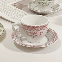 Ready to ship European style retro rose flowers white ceramic coffee cups and saucers afternoon tea cups custom logo