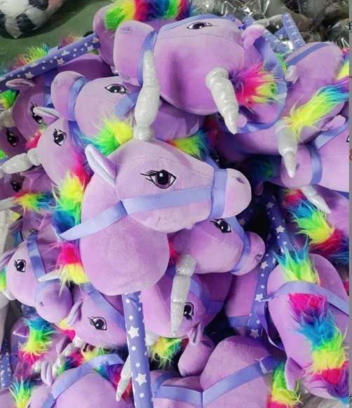 Manufacturer Sale Plush Animal Horse/Unicorn Head Sound Stick for Kids Horse Stick Toy Plush