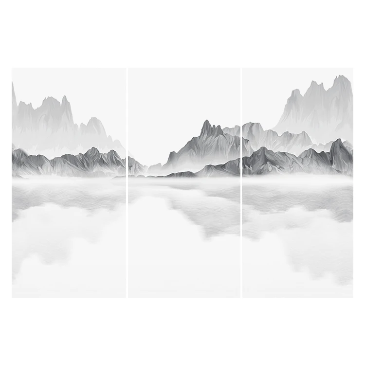 Landscape Painting Tiles Porcelain Sintered Stone Polished Glazed Large Marble Sintered Stone Slabs 900x1800x9 For Living Room