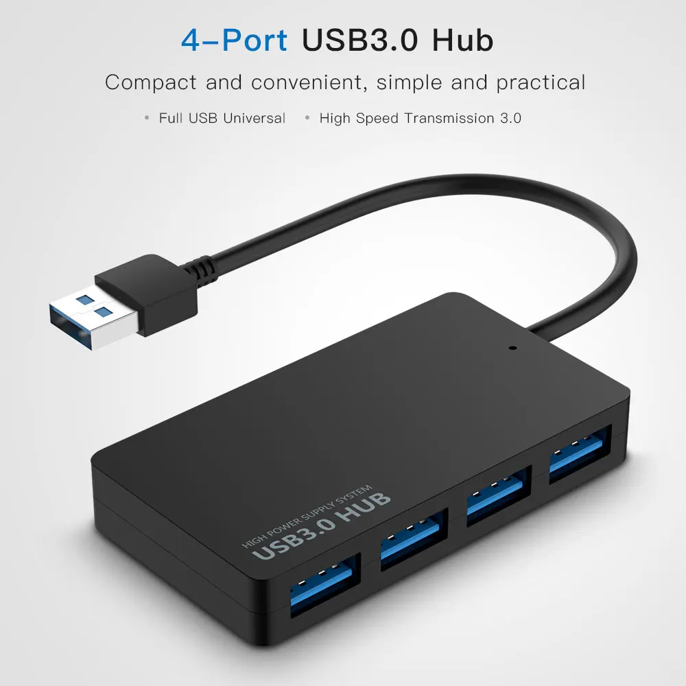High Speed USB 3.0 Hub External 4 Ports Adapter Splitter USB Expander Plug and Play For Laptop PC Computer Accessories
