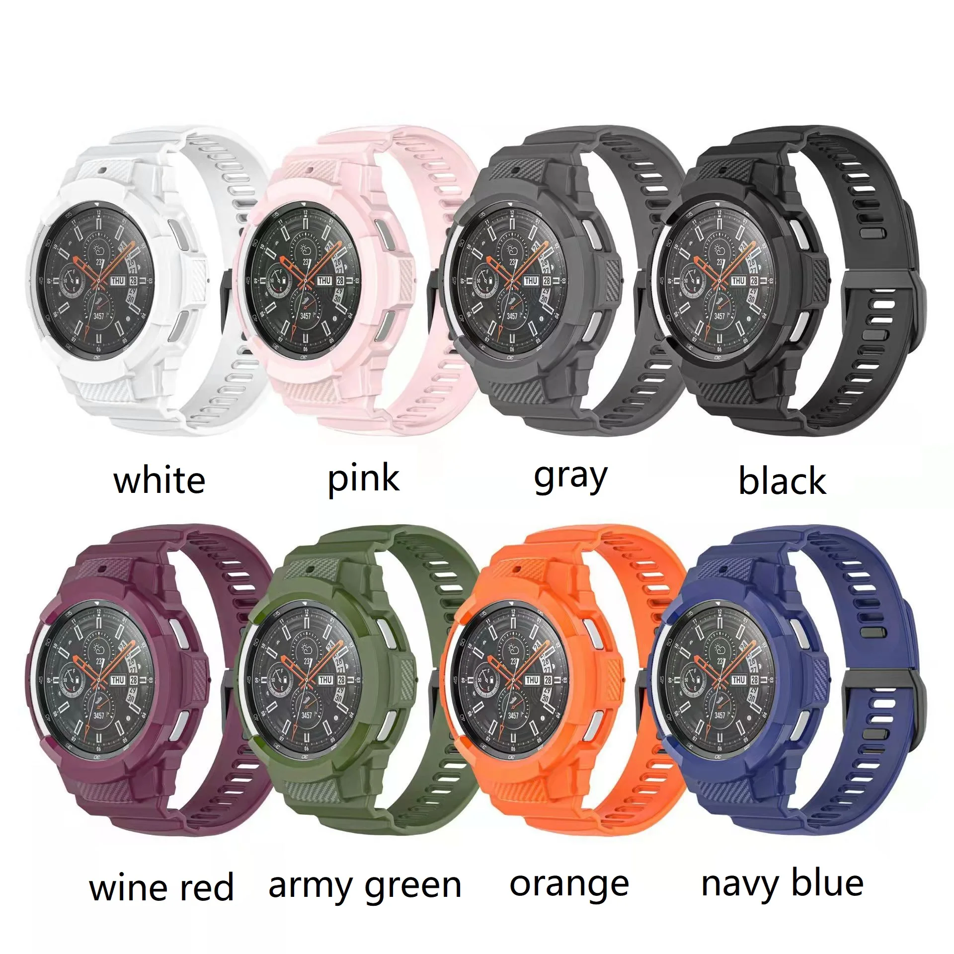 Fashion Soft Silicone Watch Strap For Samsung Galaxy Watch4 42mm 46mm Watch Case Band Protective Shell TPU Cover