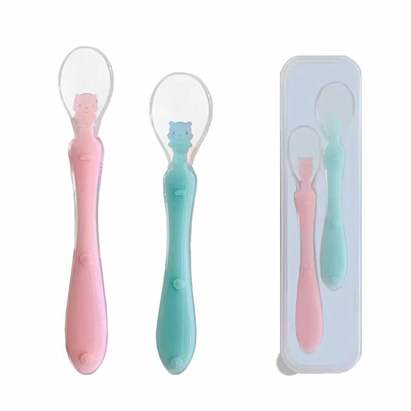 Fubon baby silicone around fork spoon combination with Nylon Insides feeding tableware spoon Custom Service Available