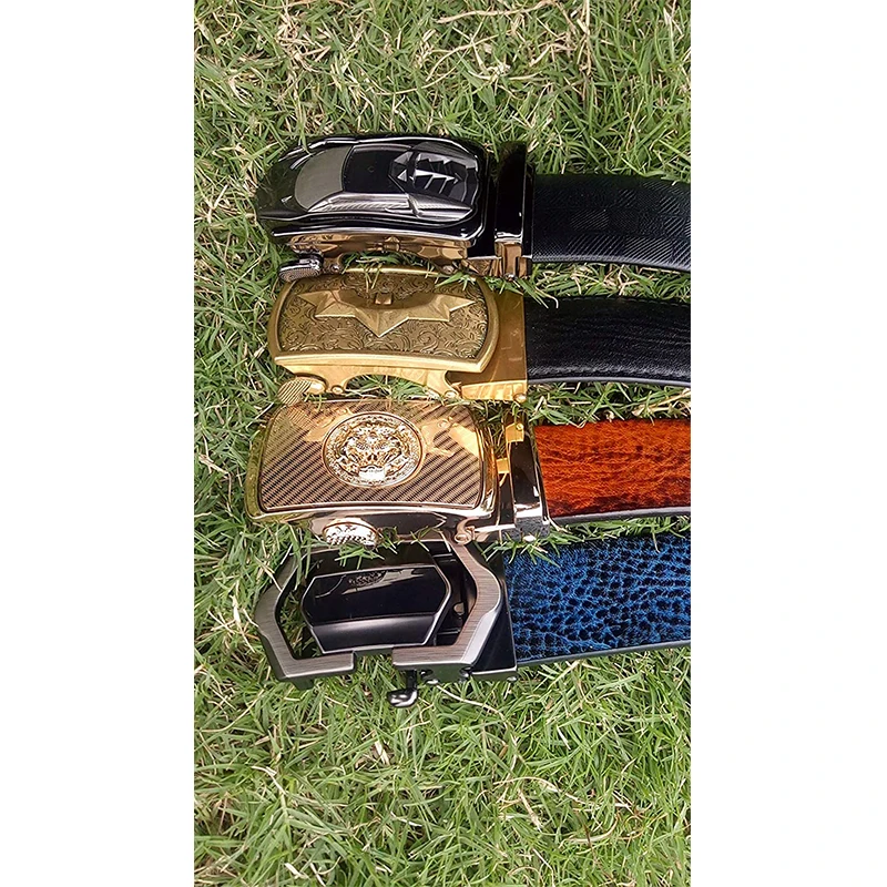 Бесплатный образец, логотип на заказ, оптовая продажа, мужской черный ремень, Золотая Пряжка, кожаная храповая Автоматическая Мужская Золотая пряжка для ремня, распродажа