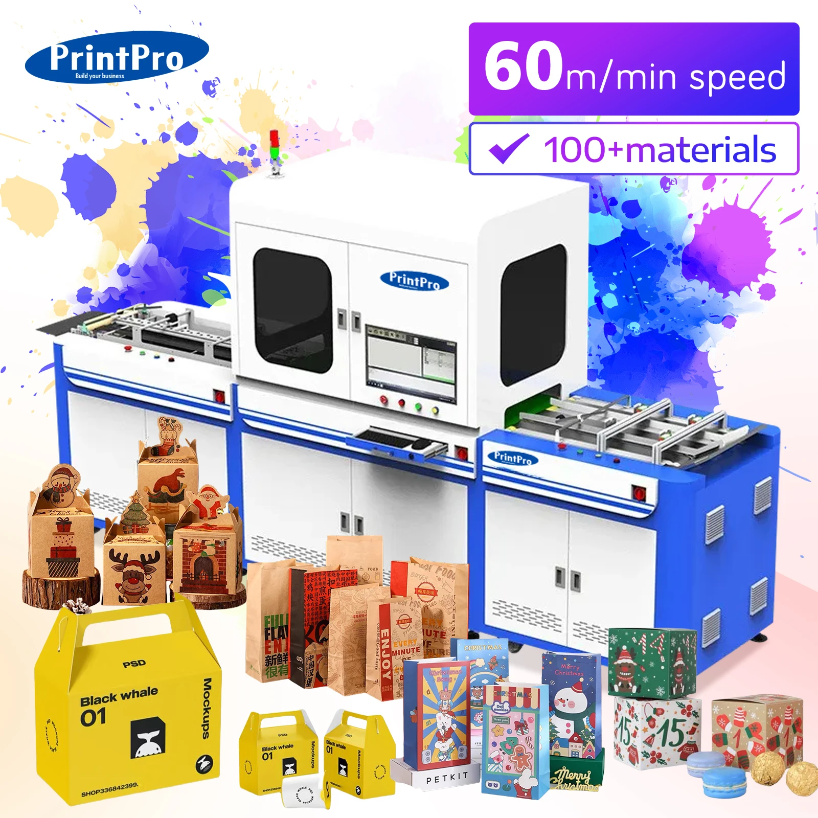 PrintPro высококачественный автоматический картонный принтер Однопроходный упаковочный для бумажных стаканчиков