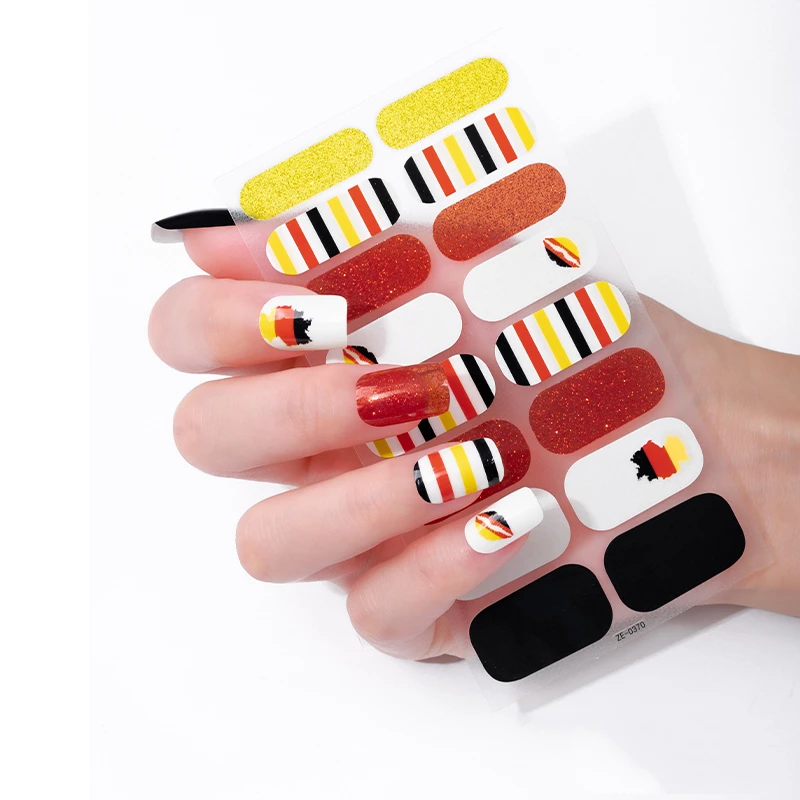 Custom LOGO OEM Private label brazil country flag soccer game nail art sticker Korean nail-wrap wraps overlay latest designs