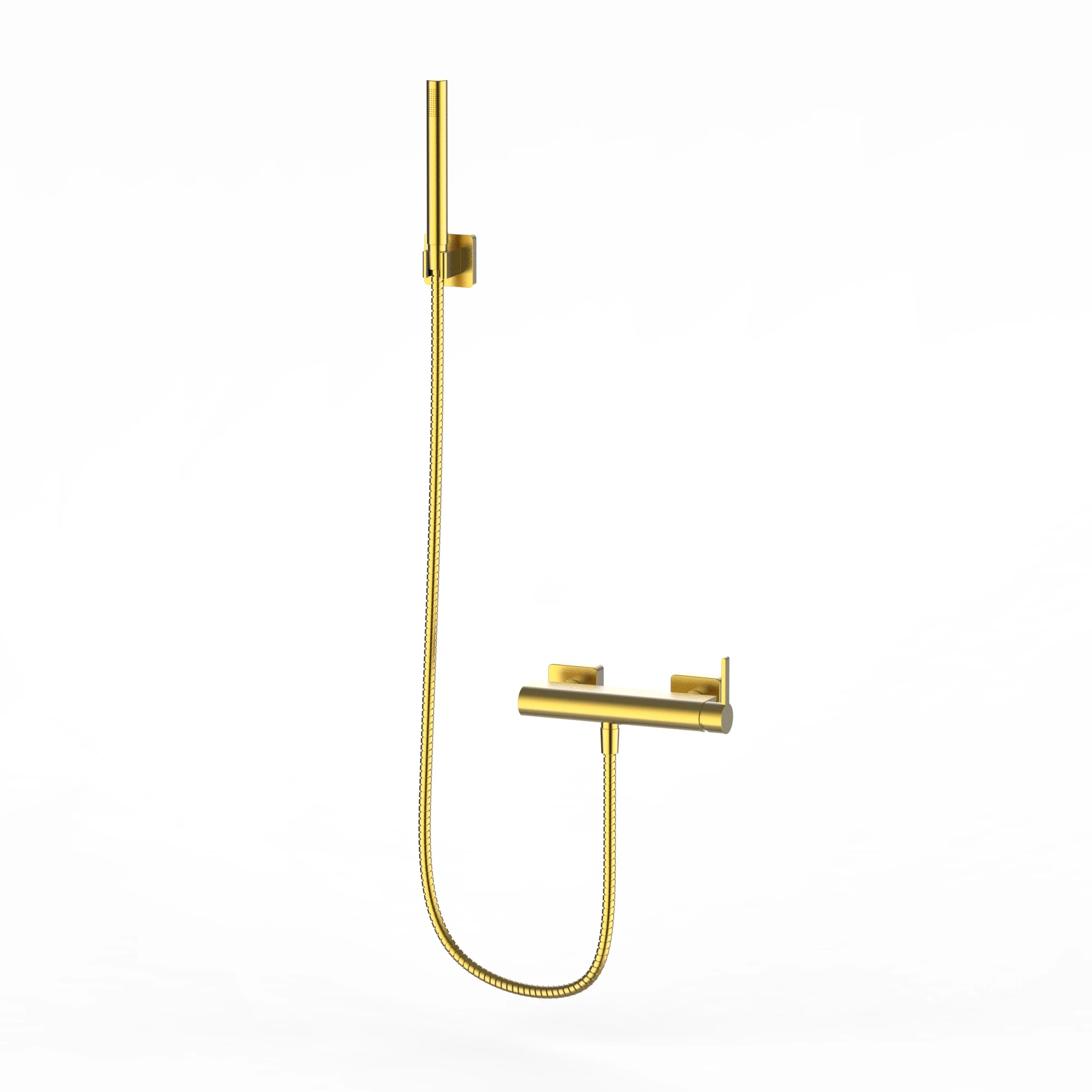 Brushed Gold Wall mounted brass single lever shower faucet accessory in wall hand shower set