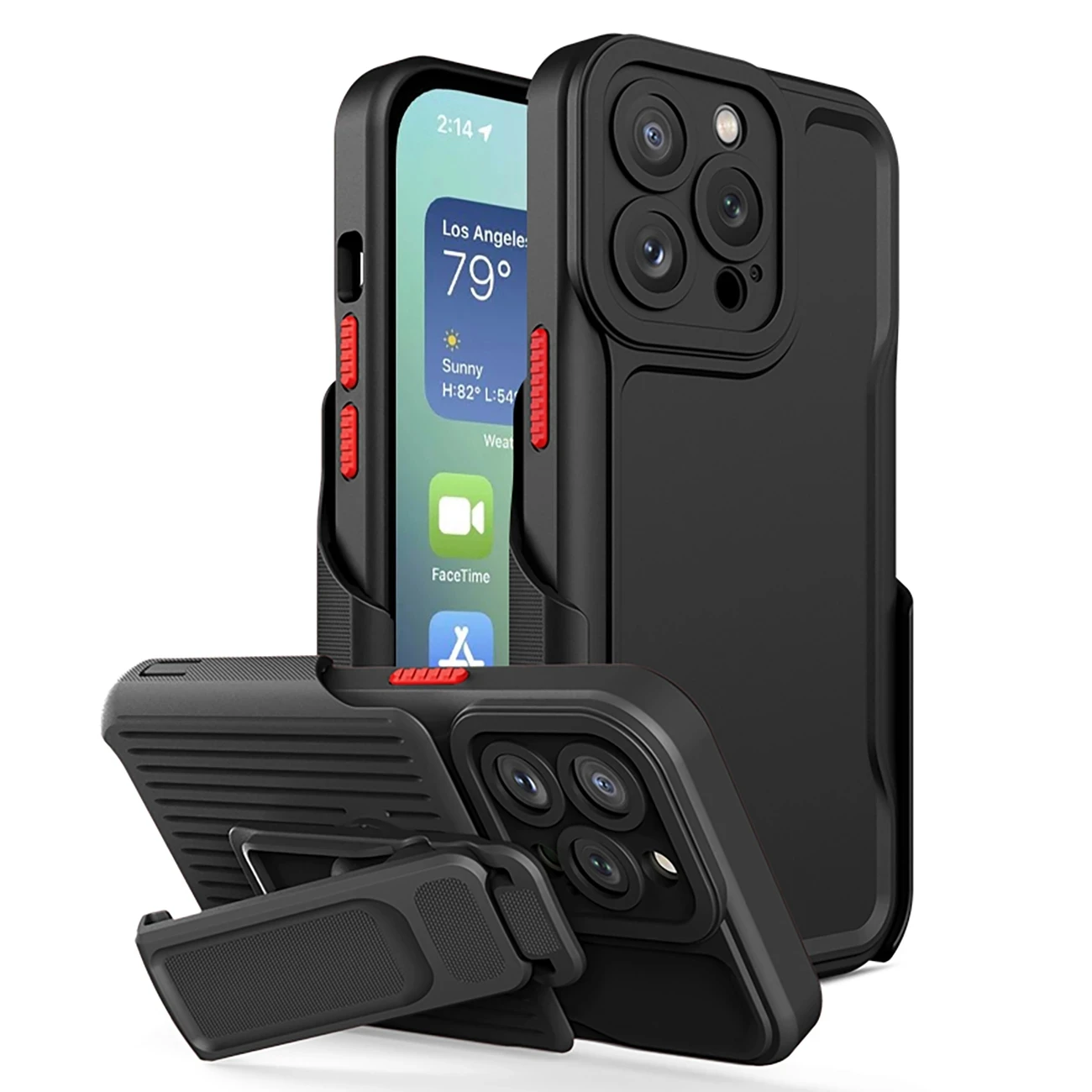 Protective Armor Back Cover Rotating Belt Clip Kickstand Shockproof Armor Cover Heavy Duty Armor  Rotary Belt Clip Case