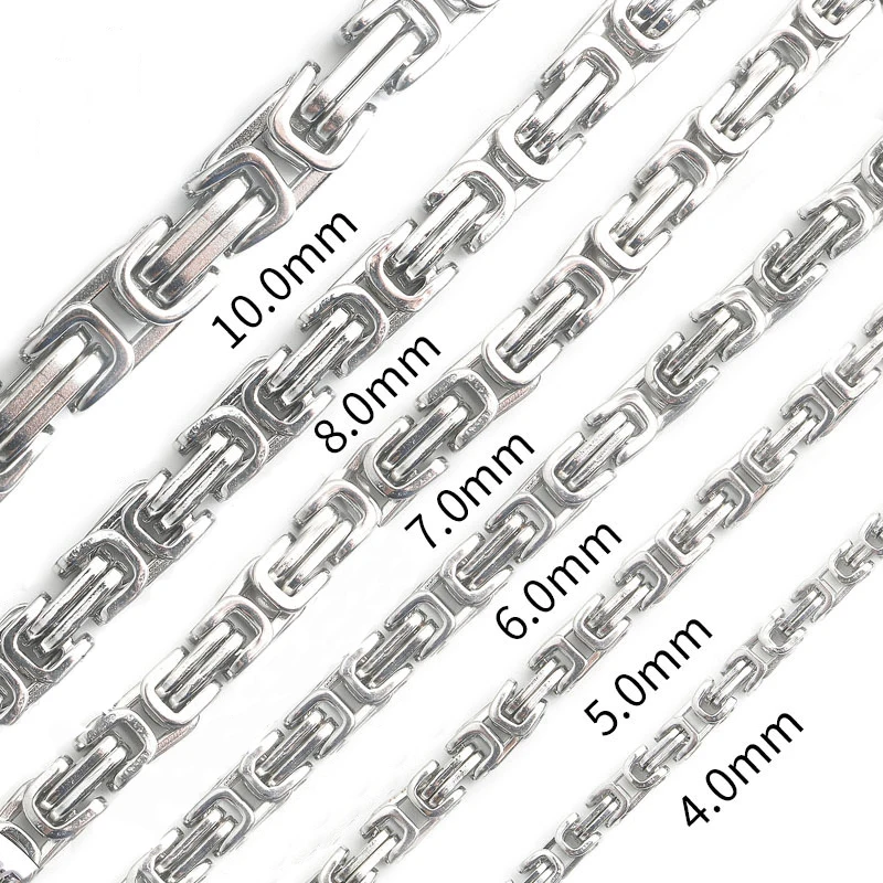 Factory Price Wholesale 4mm-10mm Stainless Steel Byzantine Chain Necklace Men Custom Byzantine Chain