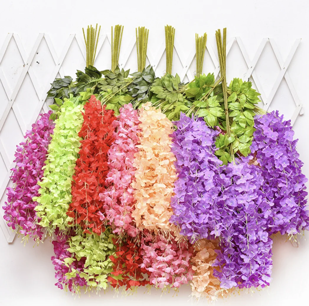 Wholesale 3 Branches Flowers artificial Hanging Artificial Flowers Wisteria For Wedding Decorations