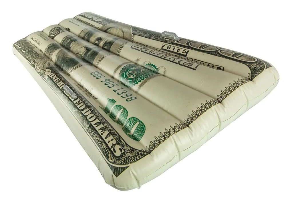Summer Pool Swim Fun Inflatable Dollar 100 Bill Pool Float Lilo Beach Air Mattress