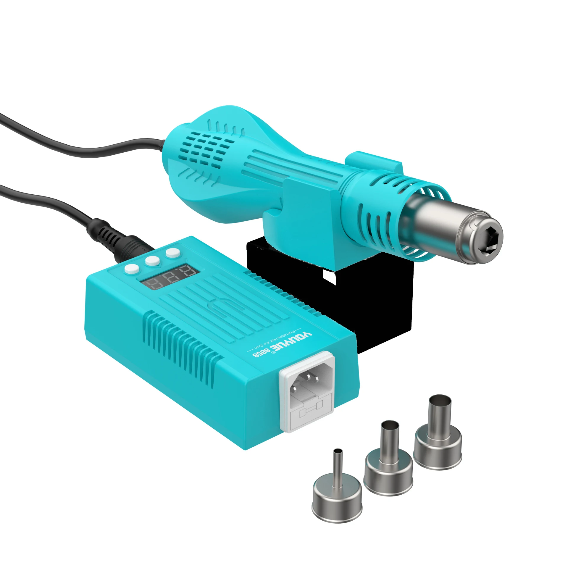 UYUE 8858 Portable BGA Rework Solder Station Hot Air Blower Heat Gun 110V / 220V Rework Solder Repair Station +3Pcs Nozzles