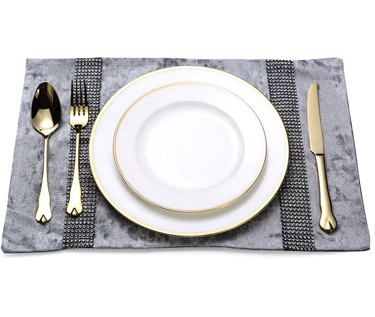 European gold-rimmed round bone china white Western tableware Ceramic Plate bowl coffee cup steak Crockery dinner sets