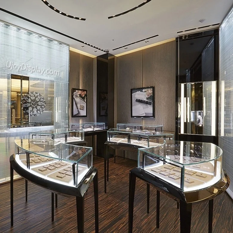 Black stainless steel jewelry showcase display counter