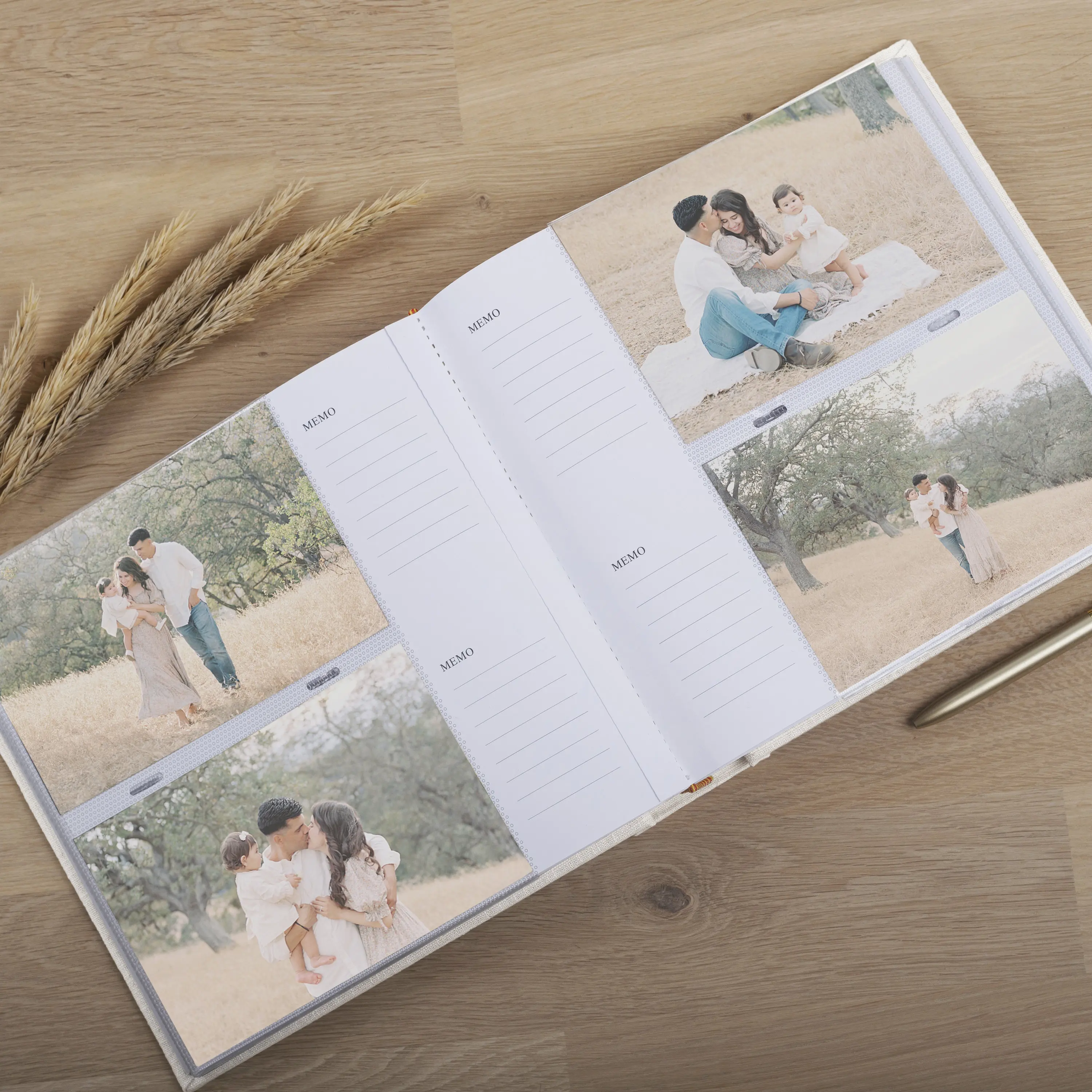 Custom Family Slip In Photo Album Personalized Linen Memory Book Wedding Photo Album with Sleeves