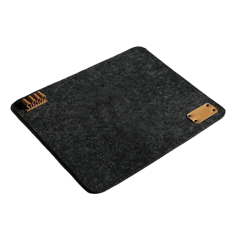 Hot sale Office mat mouse pad office felt desk pad felt laptop mouse pad with leather loop