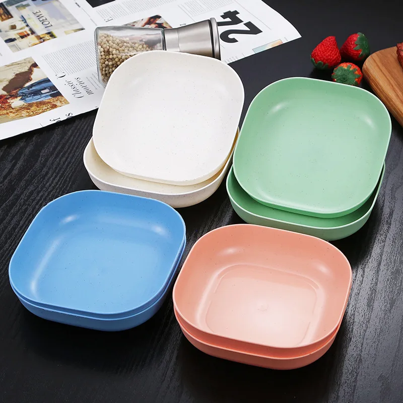 Spit Bone Wheat Square Plate Bone Fruit Plate Snack Melon Seeds Plate Dried Fruit Tray Snack Dish