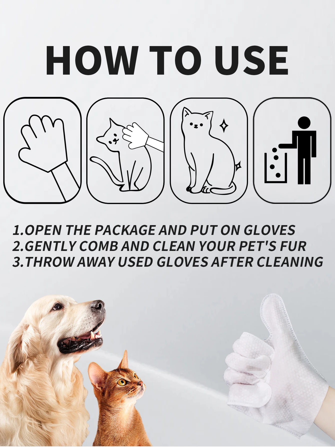 Eco-Friendly Alcohol-Free Natura Pet Grooming Wet Wipes Disposable Dog and Cat Cleaning Gloves