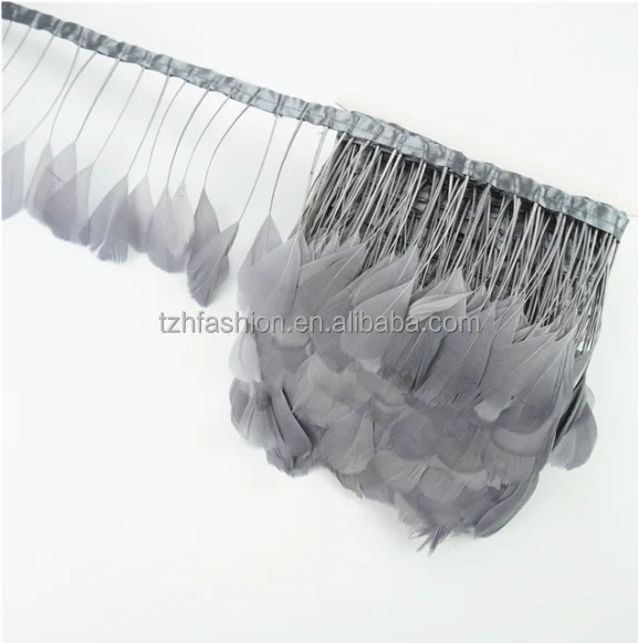 Natural Feathers Stripped Goose Feathers Dyed Fringe Trim For Feather Earrings Millinery