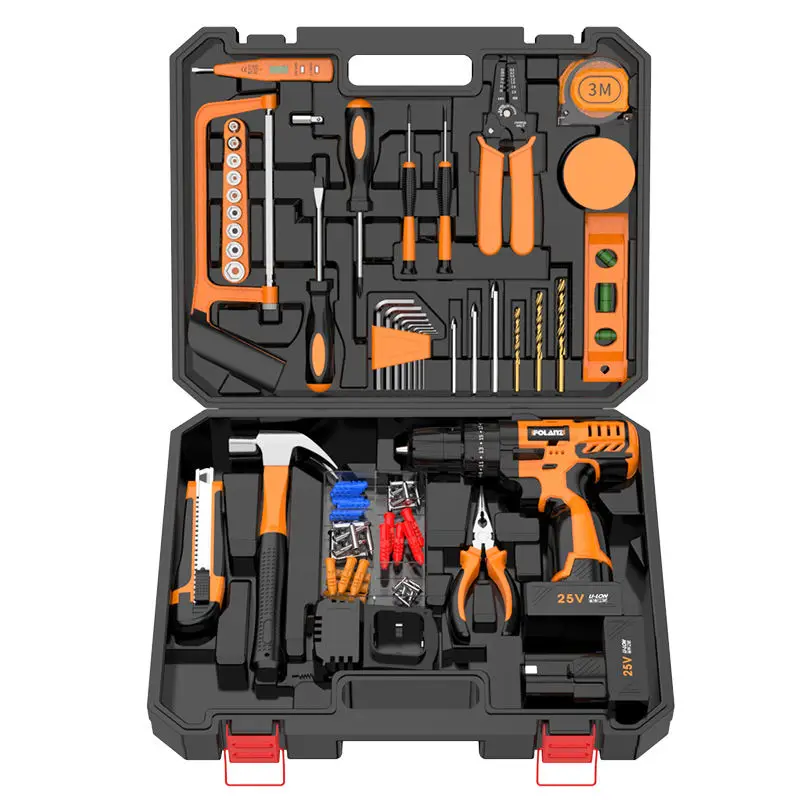 Wholesale 24pcs 800W Cordless Electric Drill Kit 25V 7500MAH Li-ion Battery 10mm Brushless Variable Portable Power Tools OEM ODM