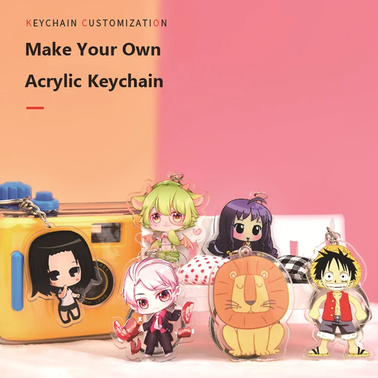 Wholesale Custom Printed Acrylic Charms Cute Anime Plastic Holographic Acrylic Keychain