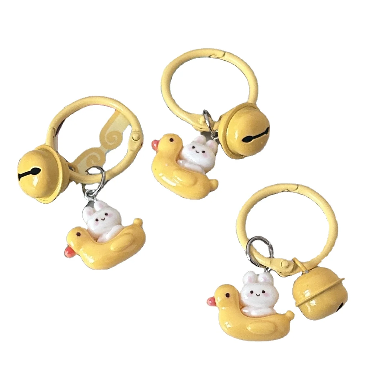 Hot Bell Yellow Duck Boat Rabbit Bunny Pendant Ins Fun Fashion Keychain Lovers Girlfriends Backpack Charm Accessories Key Chain