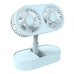 Outdoor Portable Double Motor Folding Mini USB Table Fan 360 Degrees Rotation and Lifting Design Fan