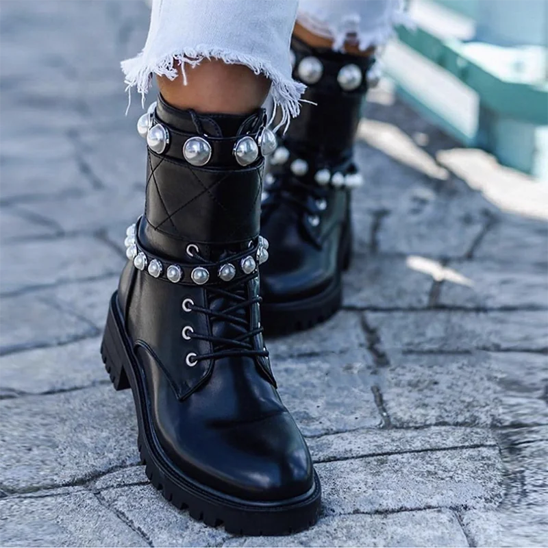 2020 New  winter pearl youg shoes big and small special sewing design pearl serial women boots
