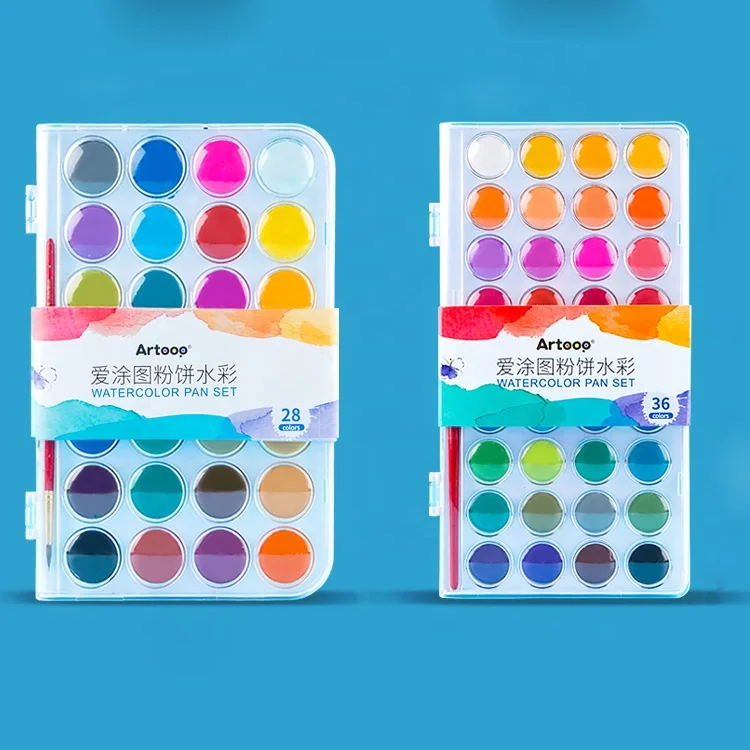 Набор однотонных акварельных художественных красок 12 16 28 36