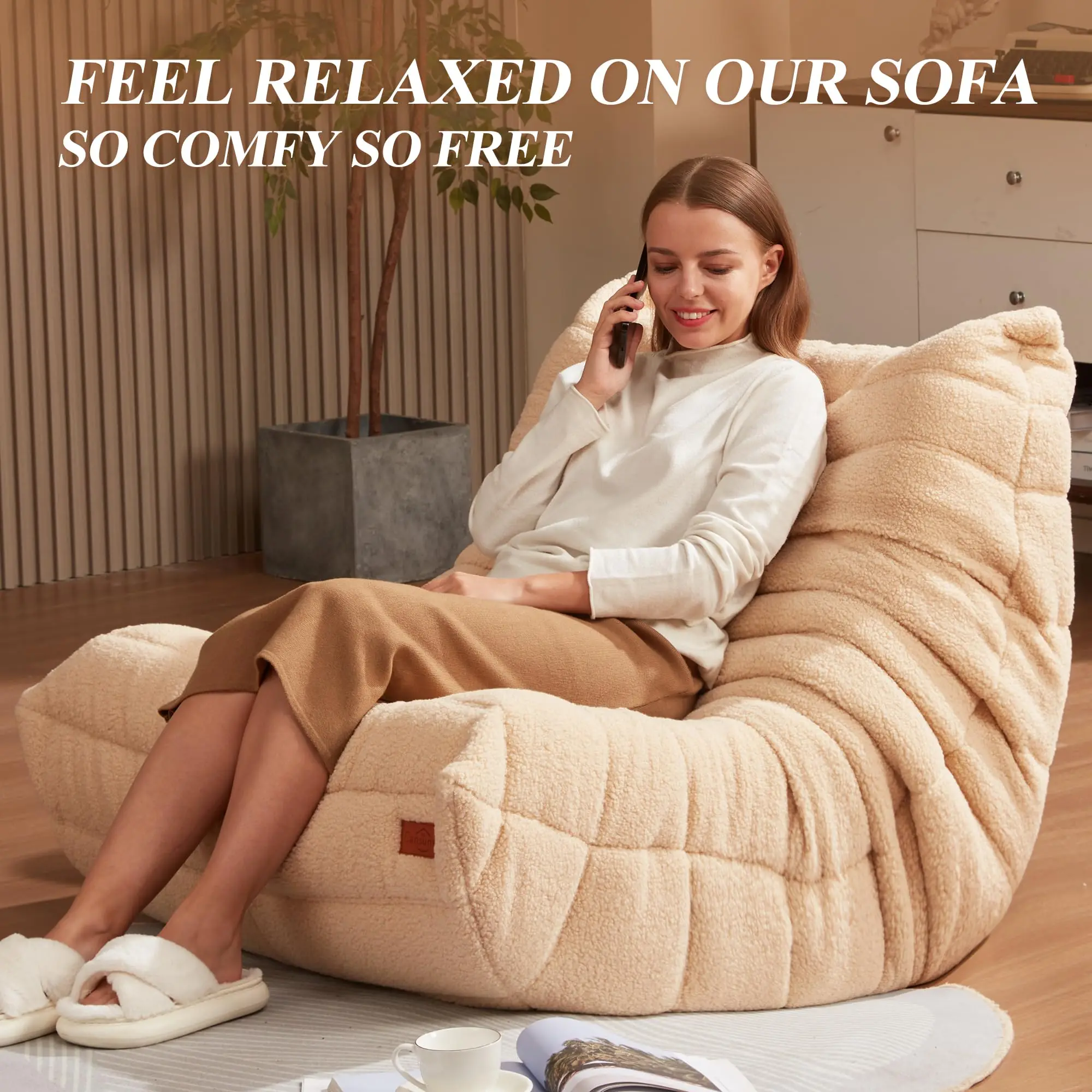 2024 New Design Bean Bag Chair Sofa Soft Floor Sofa Floor Lounge Chair For Living Room Bedroom To Go  Sofa