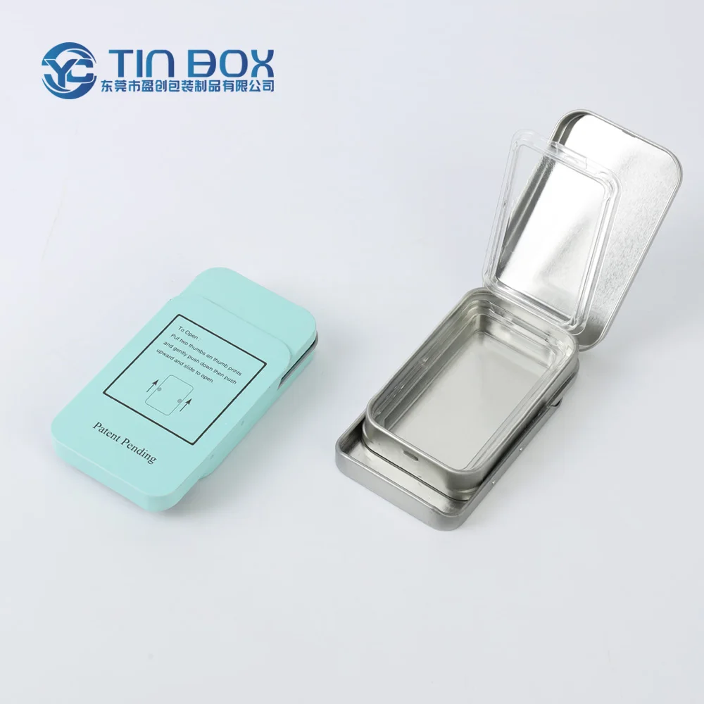 Wholesale Metal Reusable Tin Gift Travel Hinge Metal Tins Packaging Box Keychain Cards Cr Tin Cans Box For Food