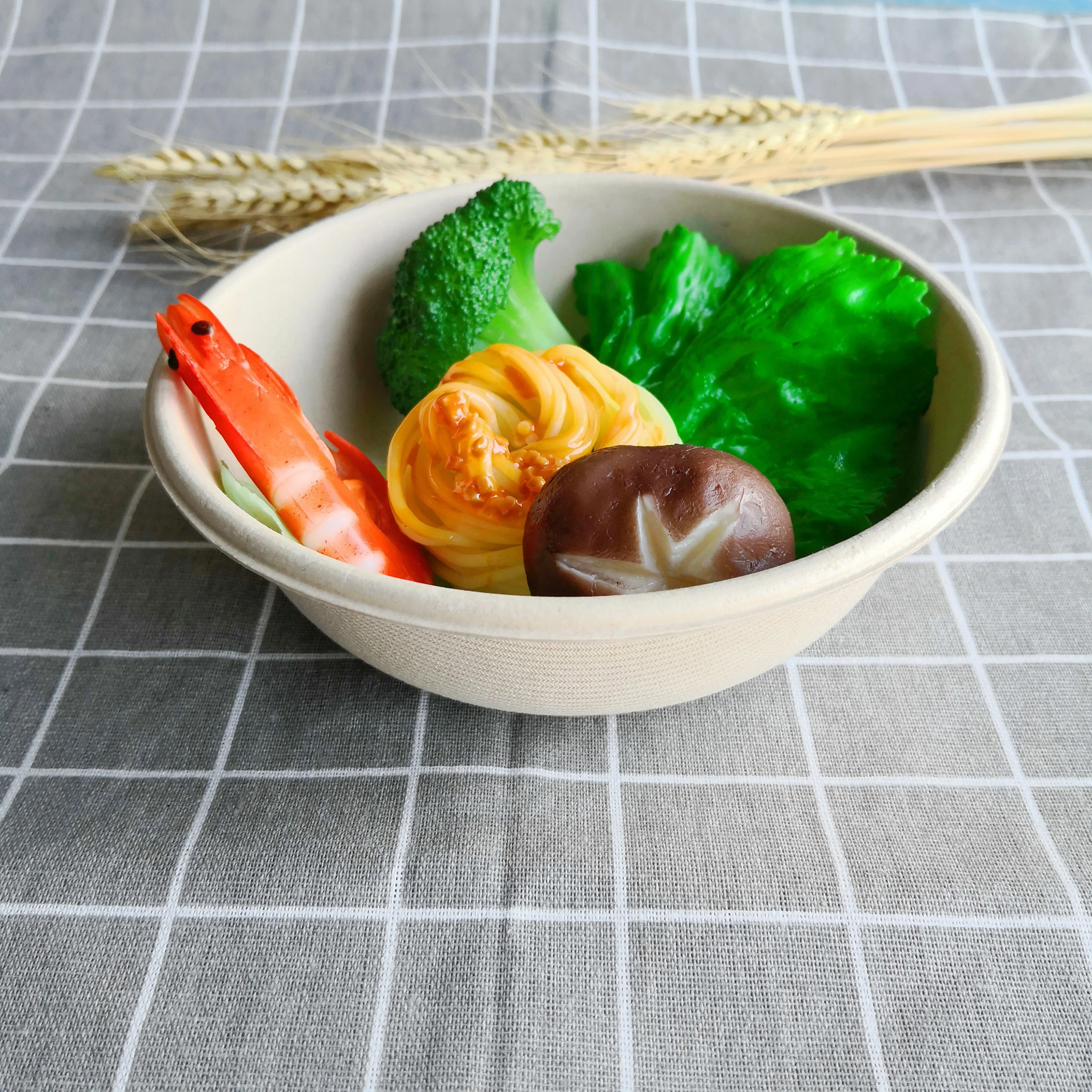 800ml disposable bagasse sugarcane bowl with lid