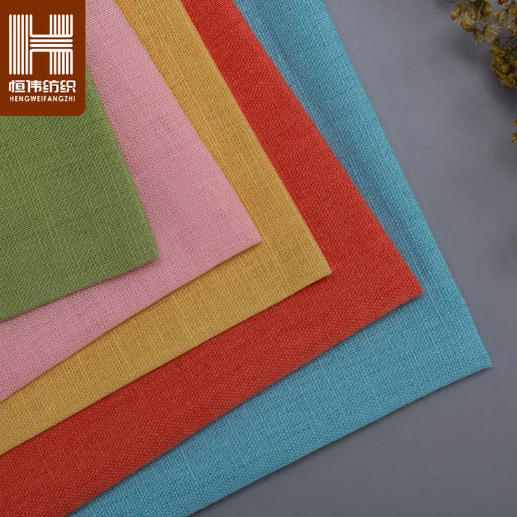 
Wholesale plain solid linen and cotton blended dyed linen fabric for clothing 
