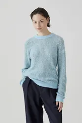 OEM and ODM Fashion Sweater Crew Neck Pullover Pure Cashmere Sweater Ladies Sweater Custom Knitted Jacquard Ladies Knitwear