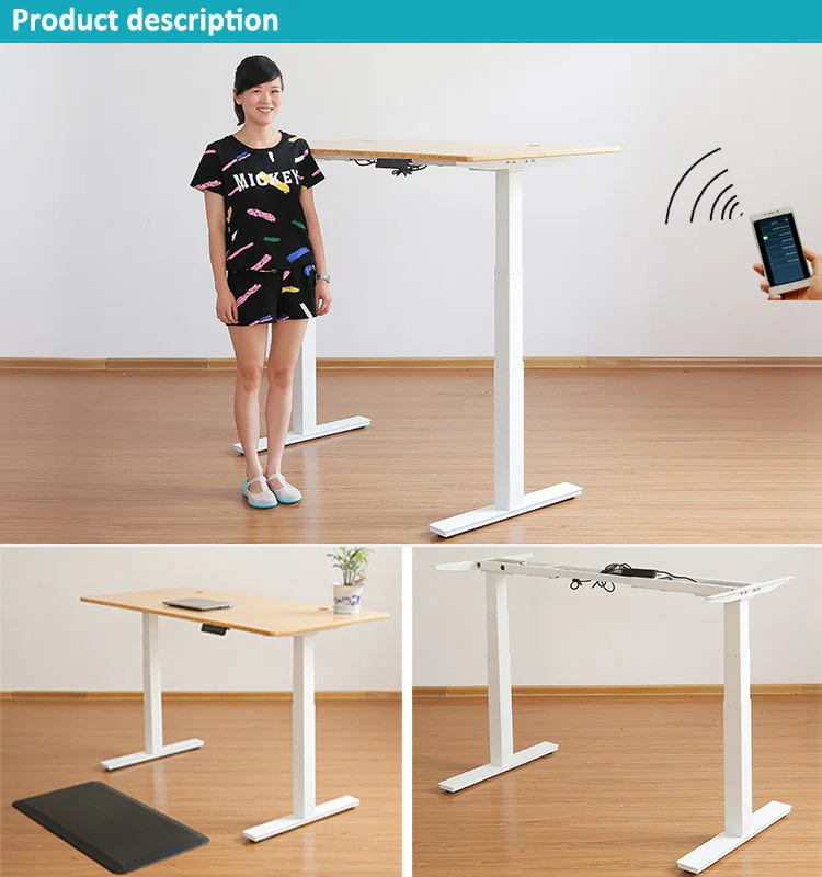 Home Office Work Remote Memory Control Motorized Dual Motor Blue Tooth Electric Height Adjustable Desk Frame Sit Stand Lift Desk