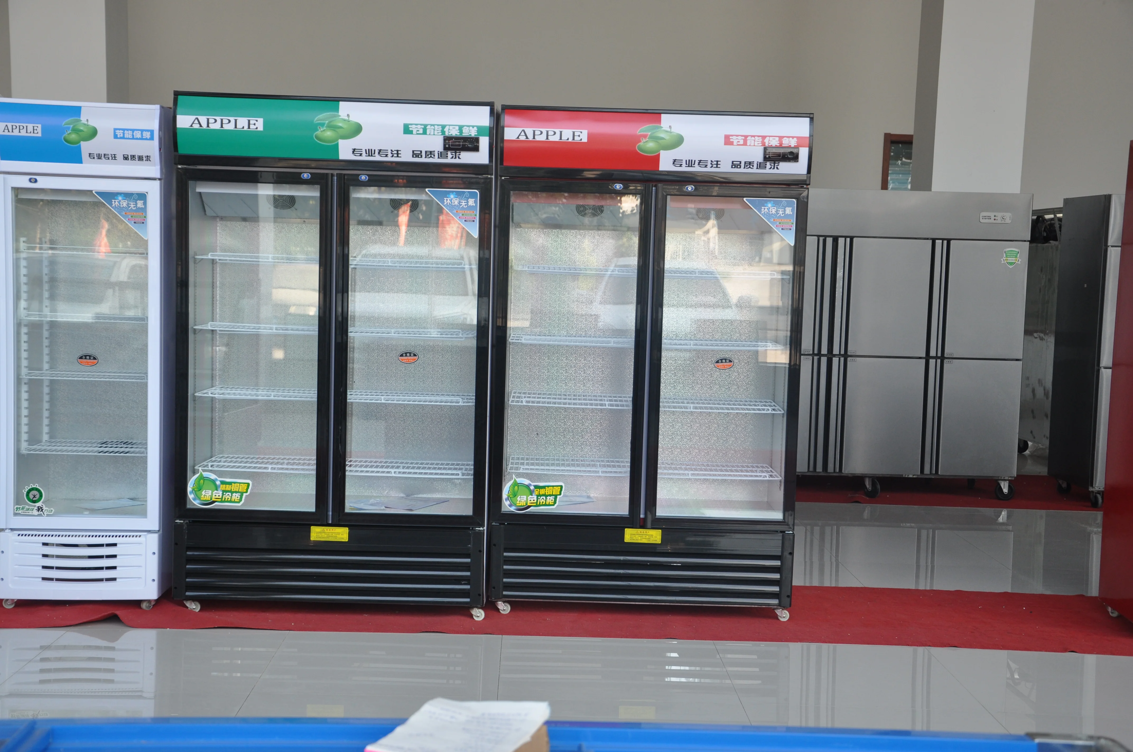 
Factory price Manufacturer Supplier coll drink fridge display Double doors open beverage cooler display case for hot sale 