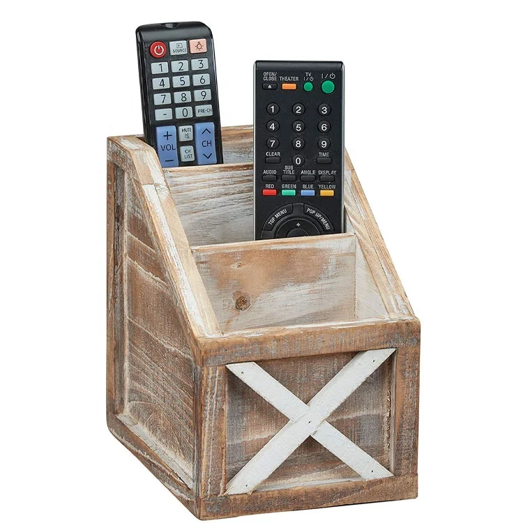 Office Rustic Vintage Wooden remote caddy Organizer