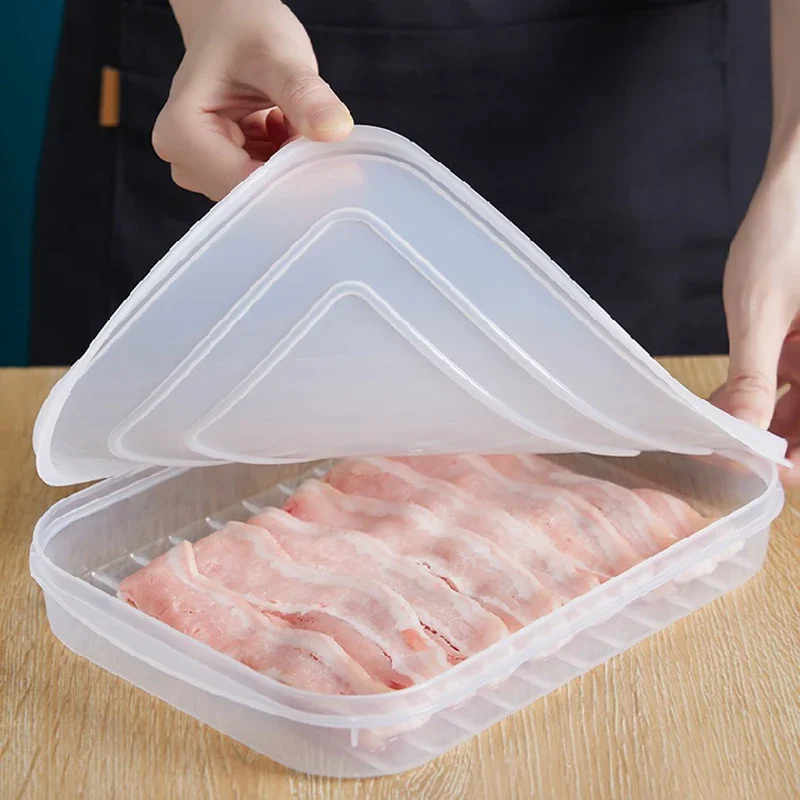 Japanese soft cover non-stick bottom fish steak crisper refrigerator bacon sealed refrigerated box seafood frozen storage box