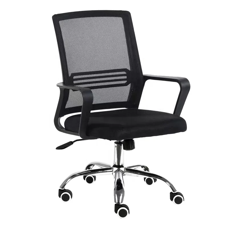 Low Price Black Mesh Clerk Office Chair Swivel Imported Revolving Chair with Middle Back Office Furniture Factory Direct Supply