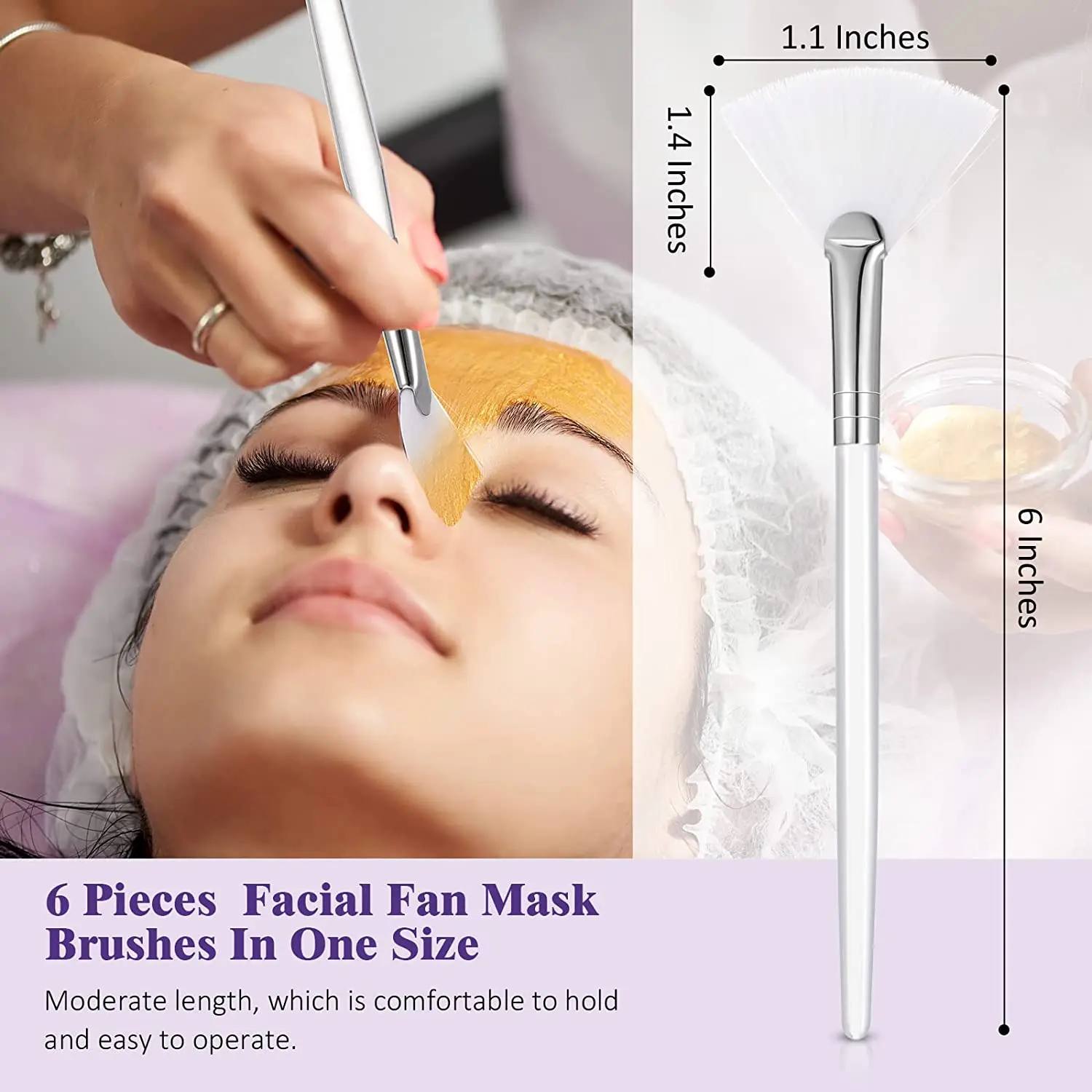 Custom  Logo Soft Facial Applicator Brushes Tools for Peel Glycolic Mask Makeup Facial Brushes Fan Masking Brushes