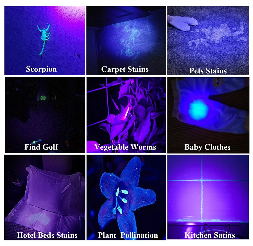 9 LED UV Flashlight Blacklight Premium Handheld Ultraviolet Flashlight Pet Dog and Cat Urine Stain Finder Flashlight