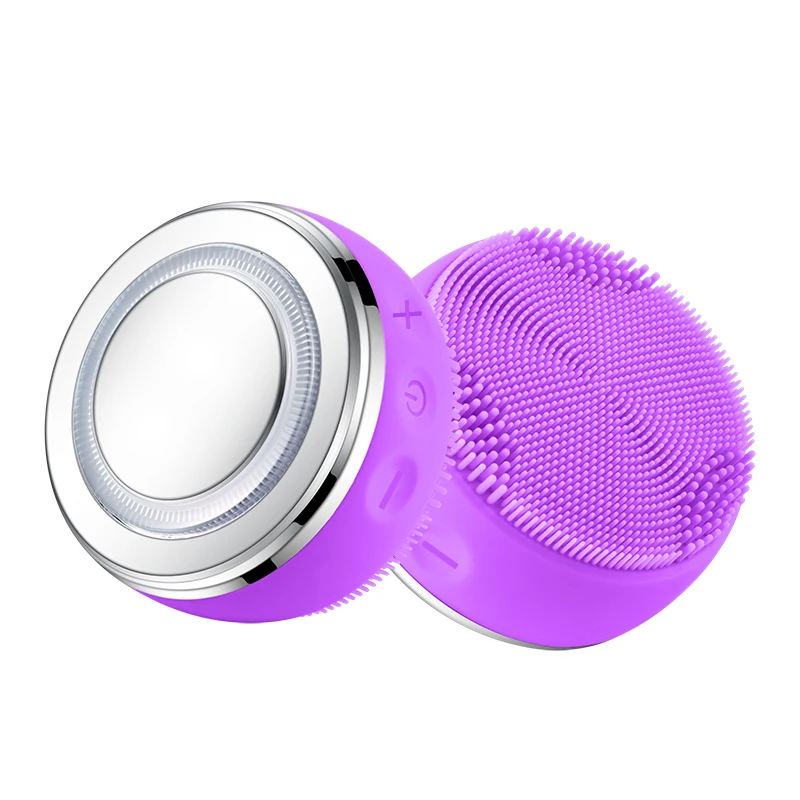Mini Electric Silicone Face Cleaning Brush Spa Ultrasonic Face Scrubber Massager Sonic Vibrating Facial Cleansing Brush