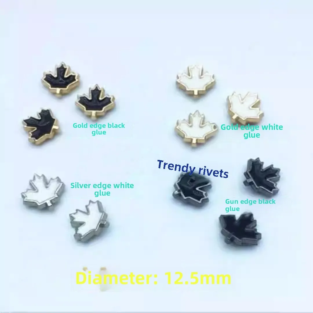 Handmade Clothing Shoes Hats Packaging Accessories Nails DIY Iron Leaf Glue Rivets Plated for Jeans Garments Bags