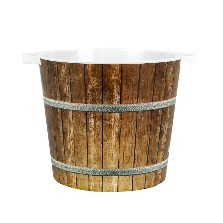 customized teardrop-shaped  plastic trash can In-mold label in furniture application IML garbage bin Silver metallic film