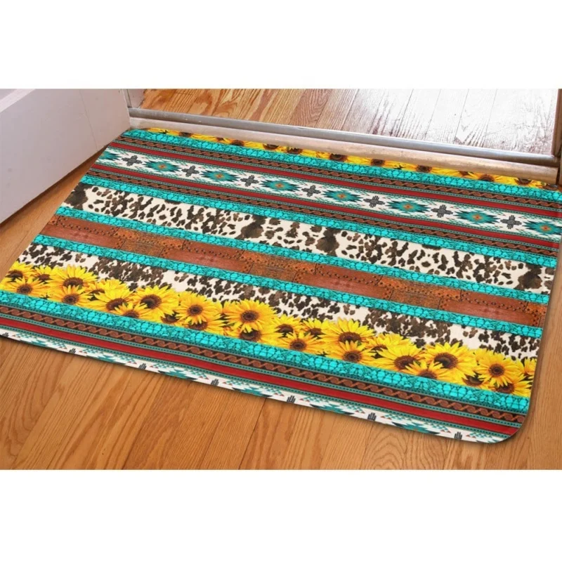 Rectangle Home Office Decoration Bathroom Daily Use Sunflower Print Floor Mat