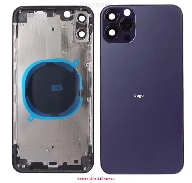 NEW Housing For iPhone xsmax change 14promax shell DIY XSmax into 14 Pro max middle frame rear cover Assembly back cover