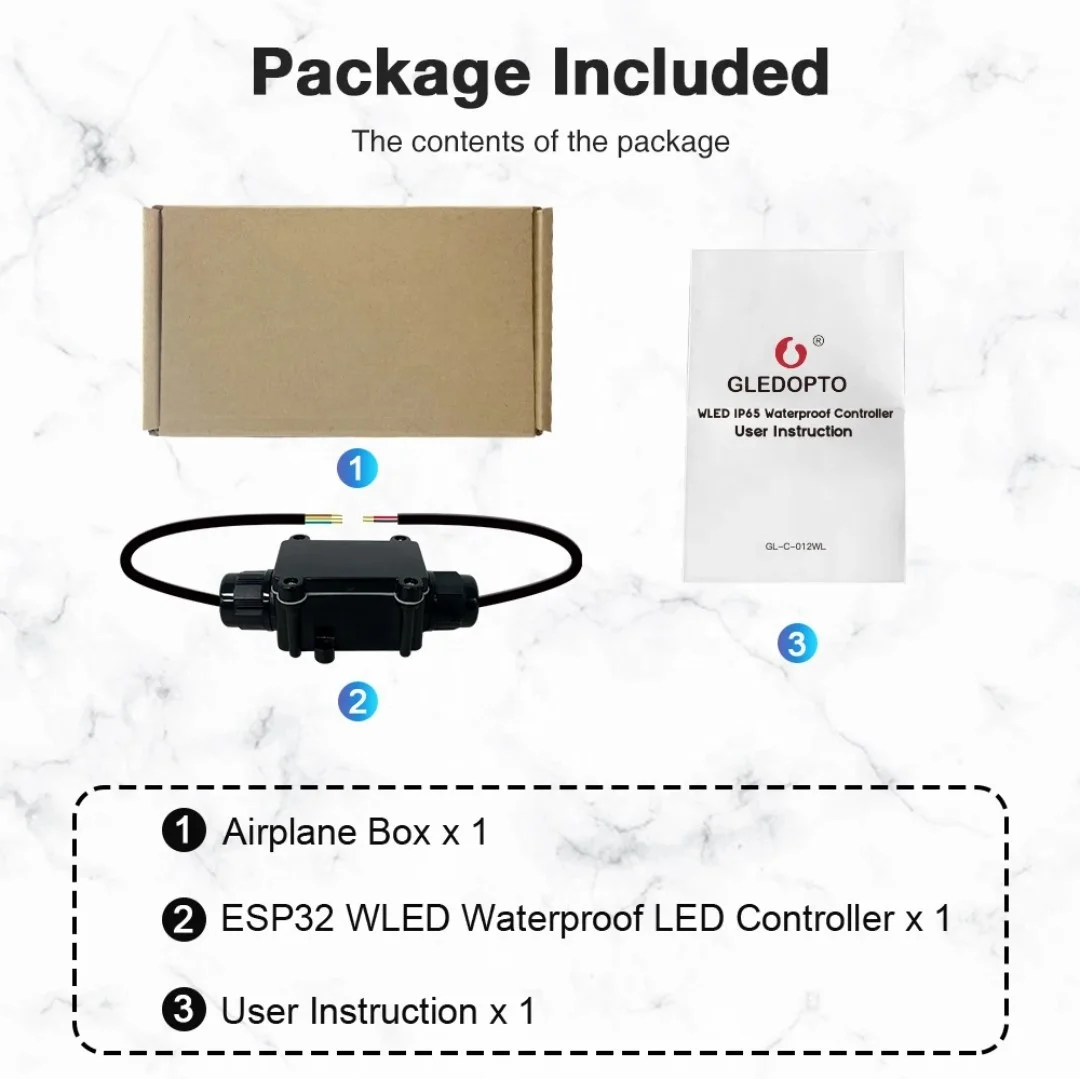 Gledopto GL-C-012WL ESP32 светодиодный контроллер WS2812B SK6812 адресуемый RGBW WLED WiFi умный приемник с пультом дистанционного управления