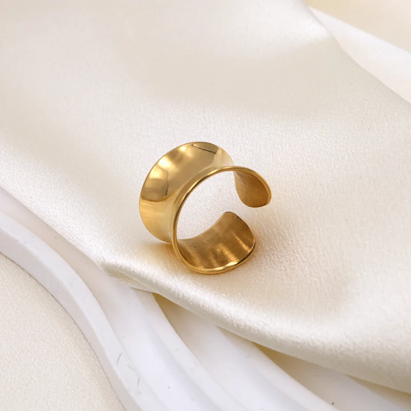 2024 Fashion Jewelry Personality Stainless Steel 14k 18k Gold Waterproof Adjustable Open Rings for Women Men Gift Jewelry