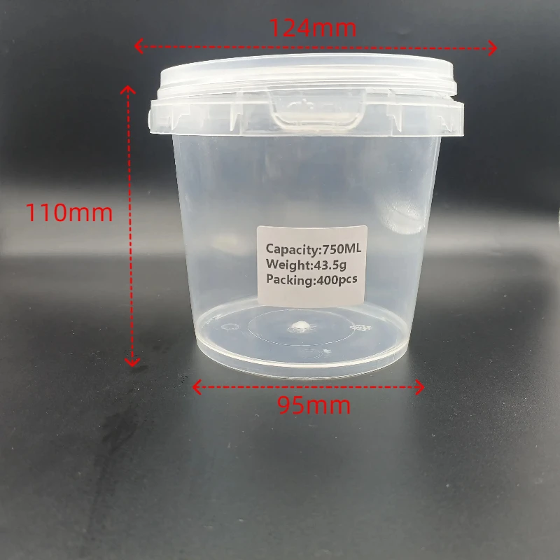 Plastic Bucket with Lid Round clear Pails  Food Grade Bucket Take Away Container