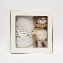 customized logo design baby toy lion and plush blanket with window box as a gift set